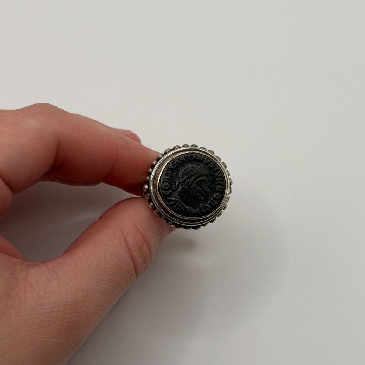 925 Sterling Silver Roman Coin Ring Size 7
