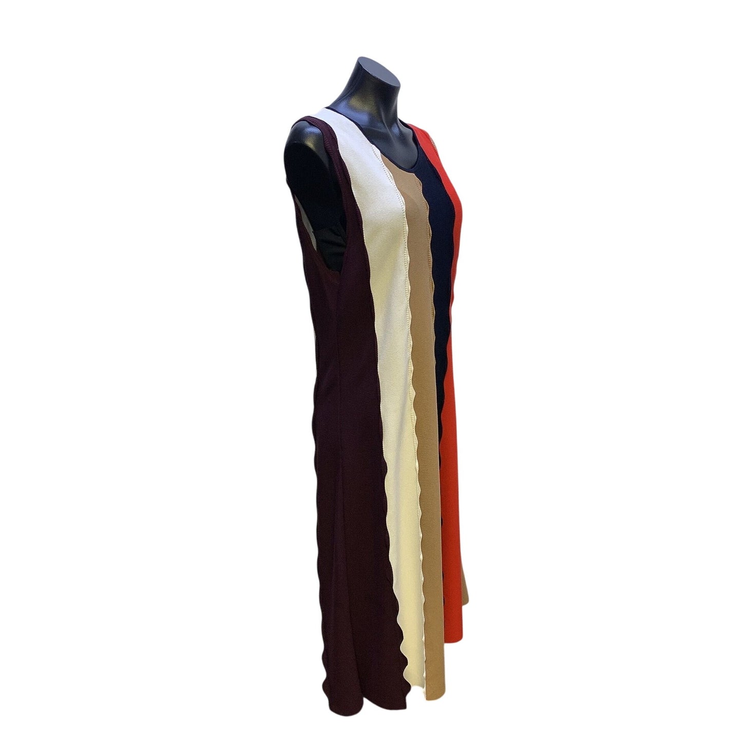 Colorblock Sleeveless A-Line Dress In Tan/Red/Black/White By Etcetera XL