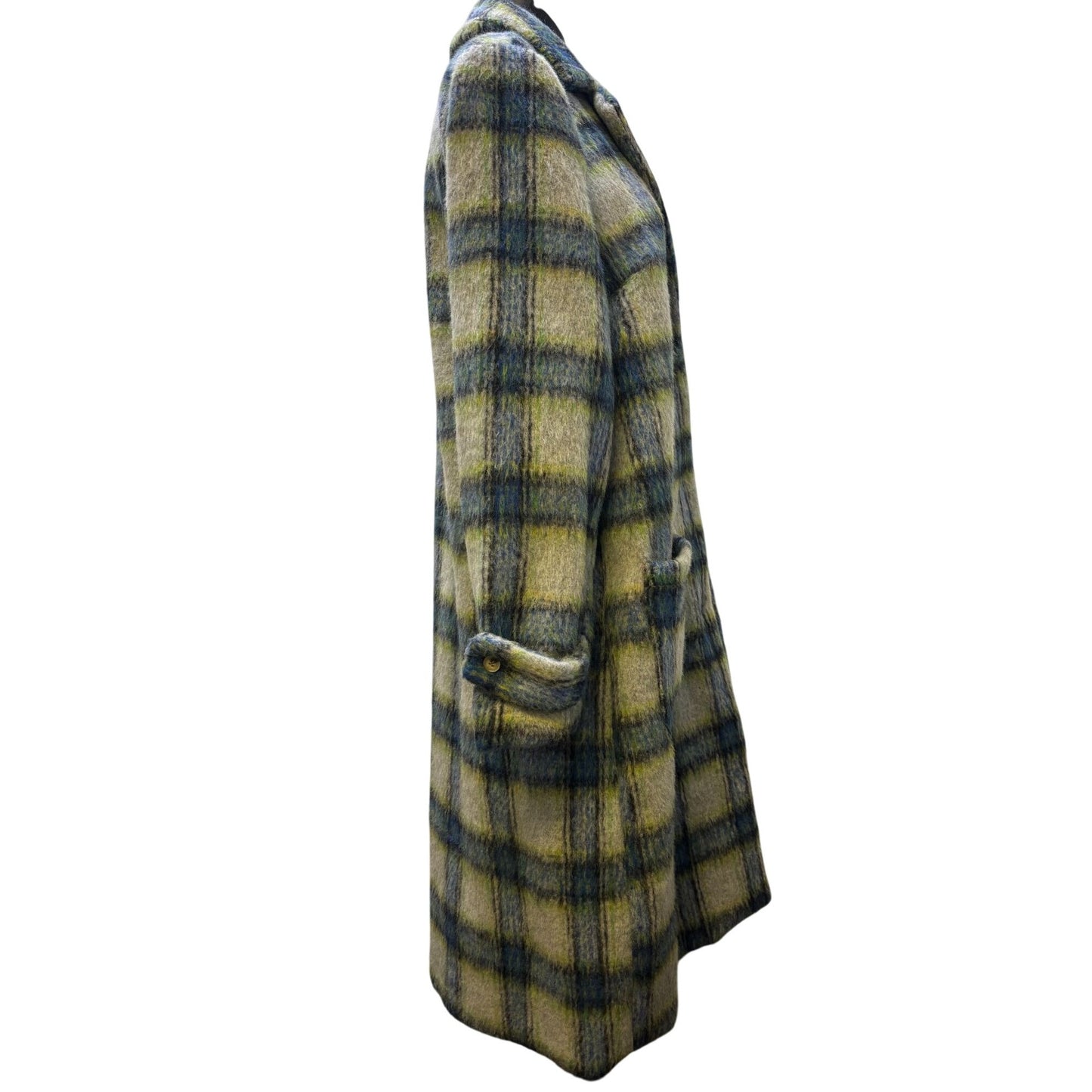 NWT Cyrus Wool Blend Plaid Coat Blue L