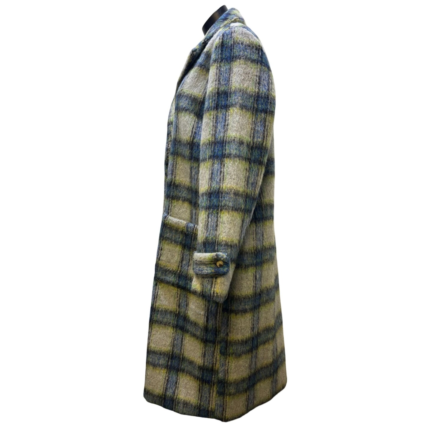 NWT Cyrus Wool Blend Plaid Coat Blue L