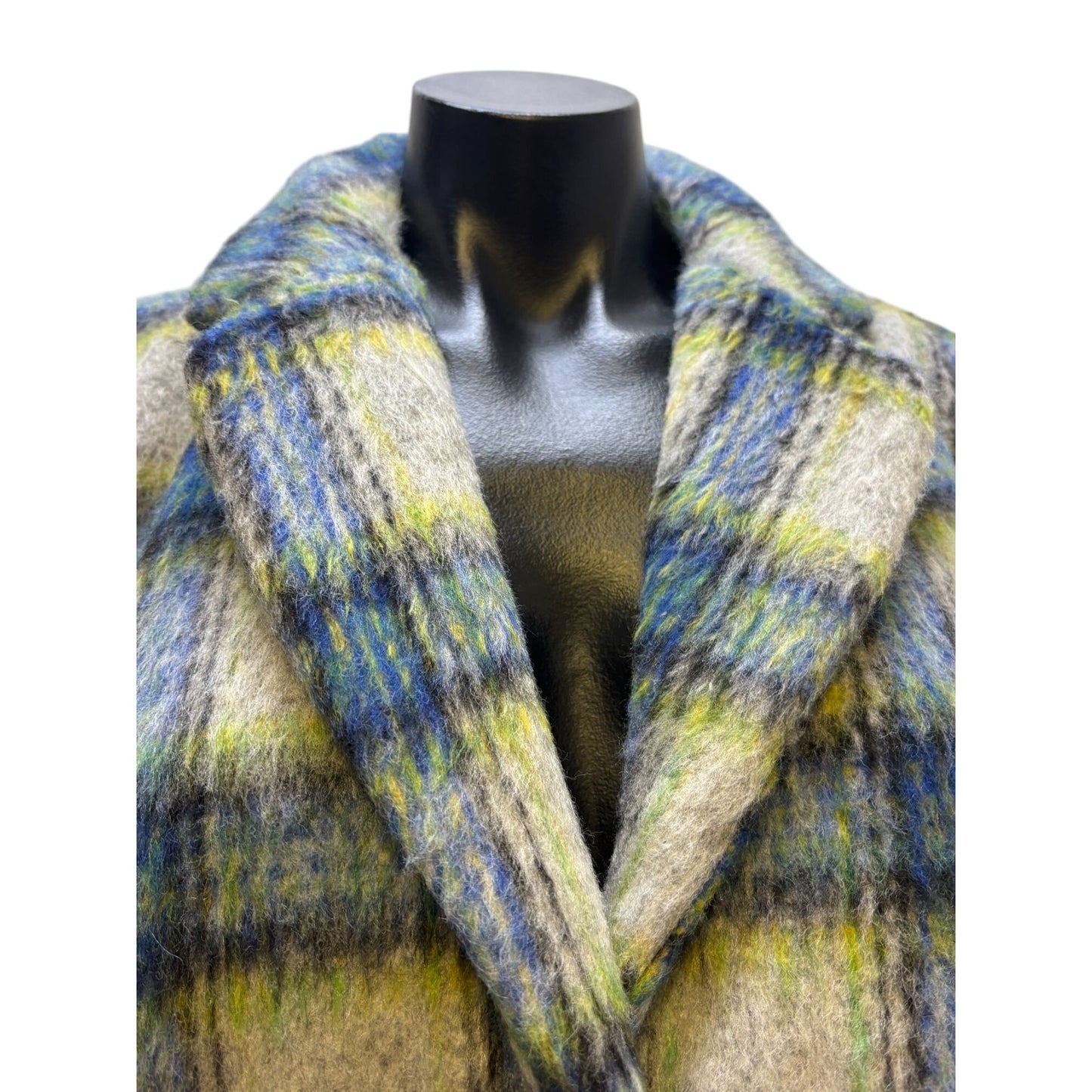 NWT Cyrus Wool Blend Plaid Coat Blue L