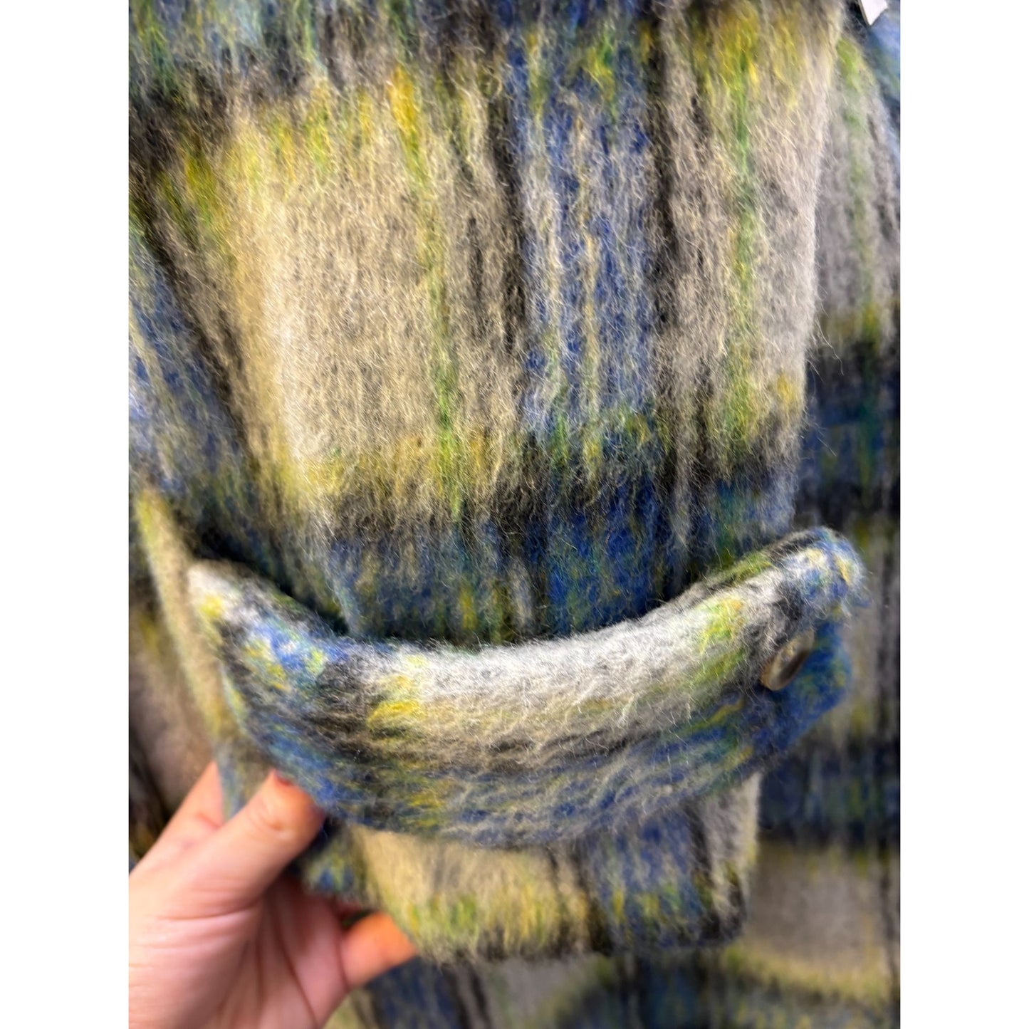 NWT Cyrus Wool Blend Plaid Coat Blue L