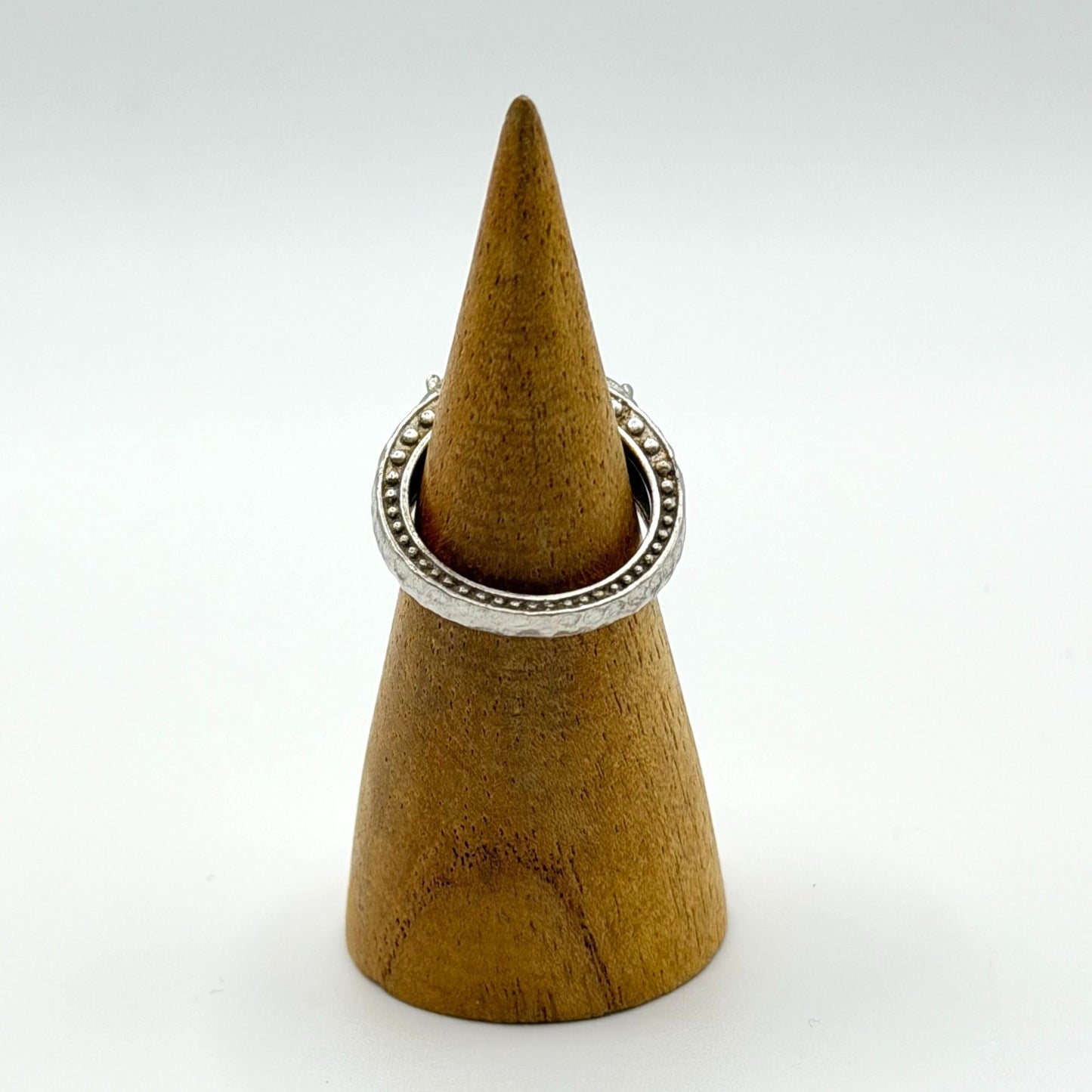 925 Silver Marquise - CZ Intricate Floral Design Hammered Band Ring 5.5