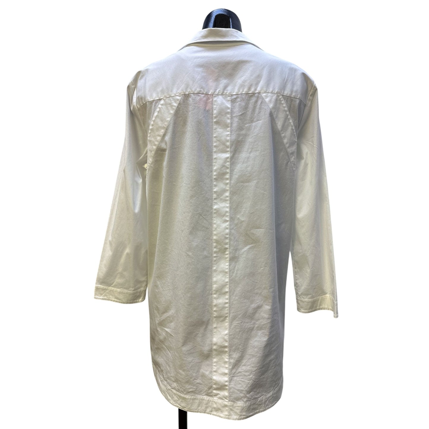 Lafayette 148 New York White Long Sleeve Button-Down Tunic Shirt Size L