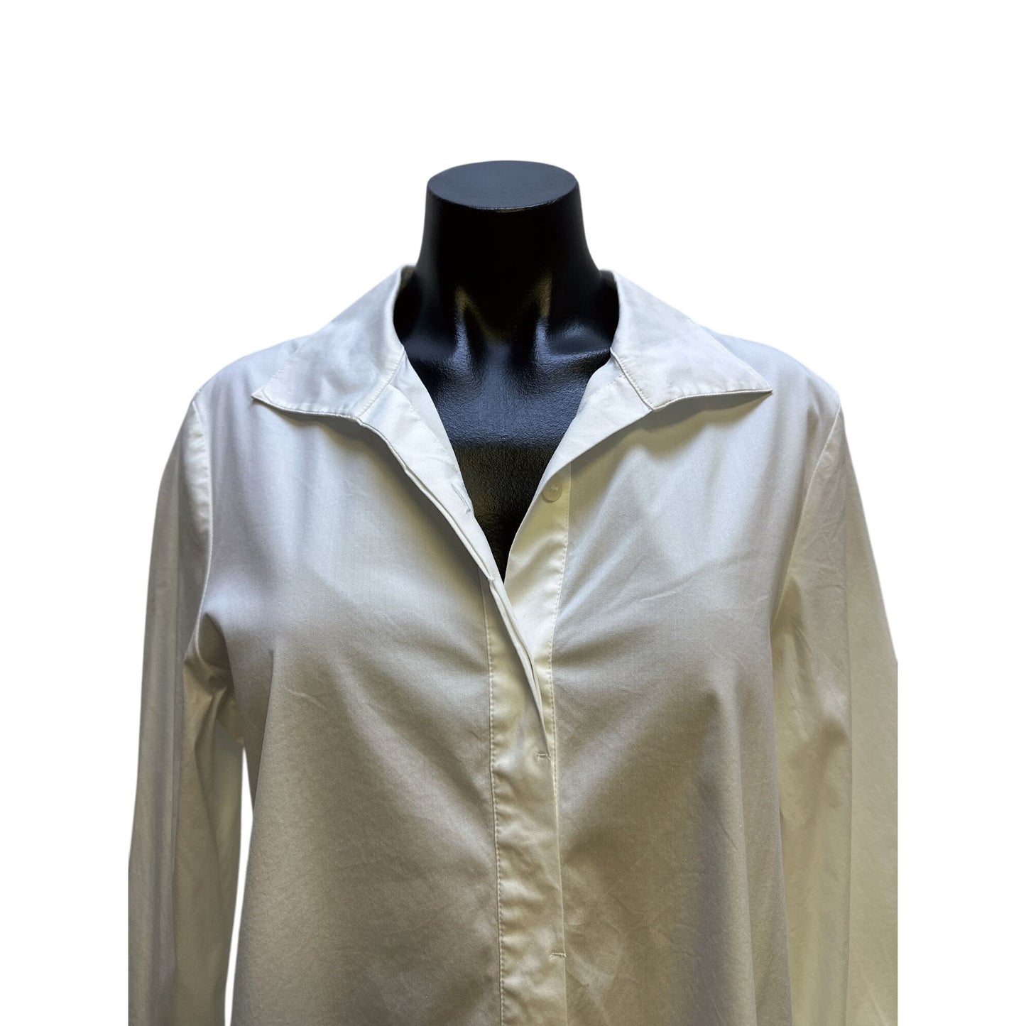 Lafayette 148 New York White Long Sleeve Button-Down Tunic Shirt Size L