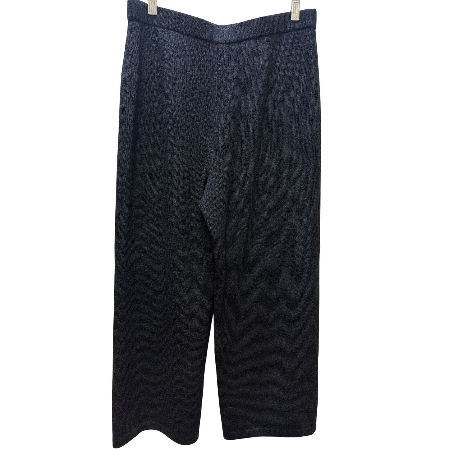 St. John Caviar Knit Wide Leg Pants Black M