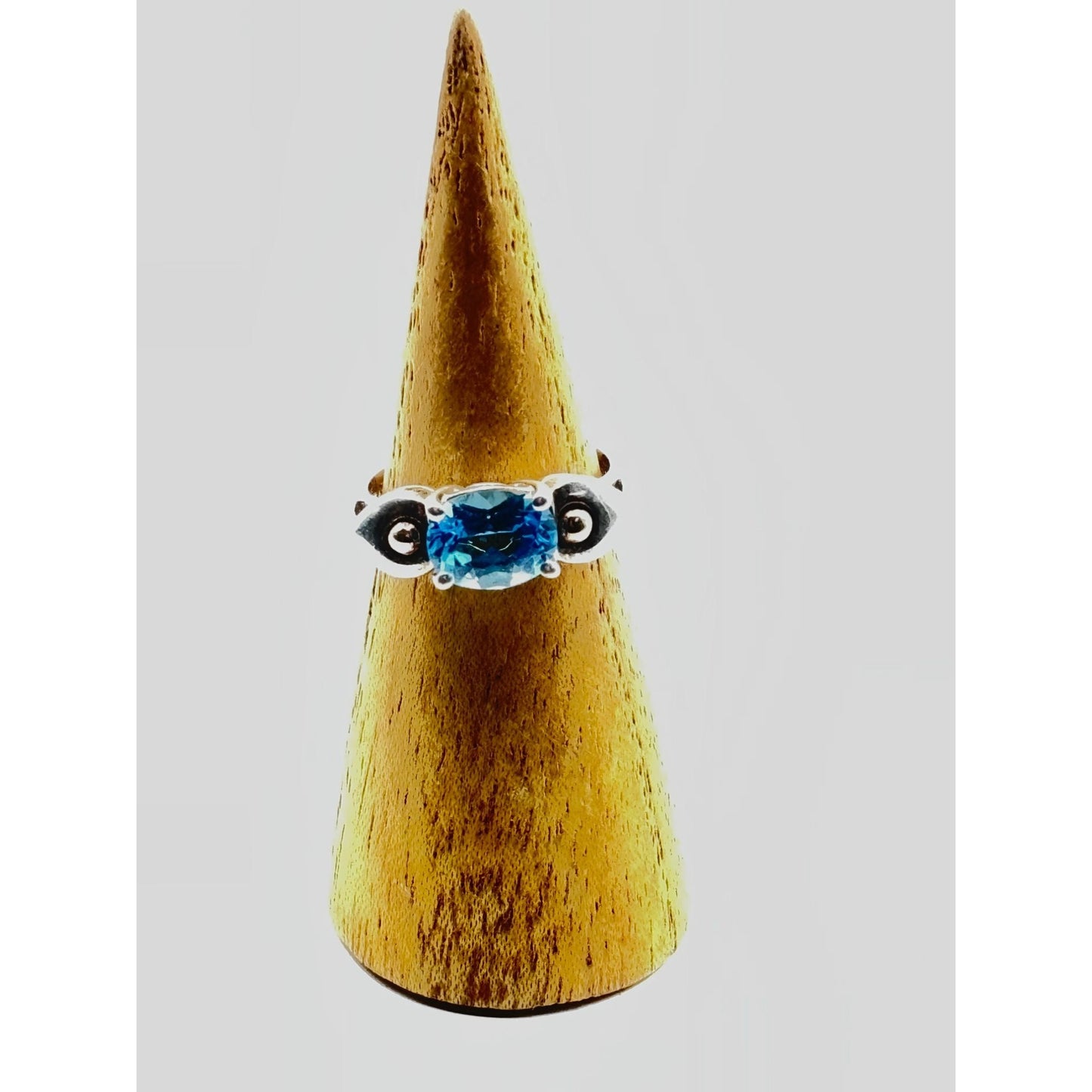 Lorenzo Blue Topaz Ring 18K Gold & Sterling Silver Size 7.5 Elegant Jewelry