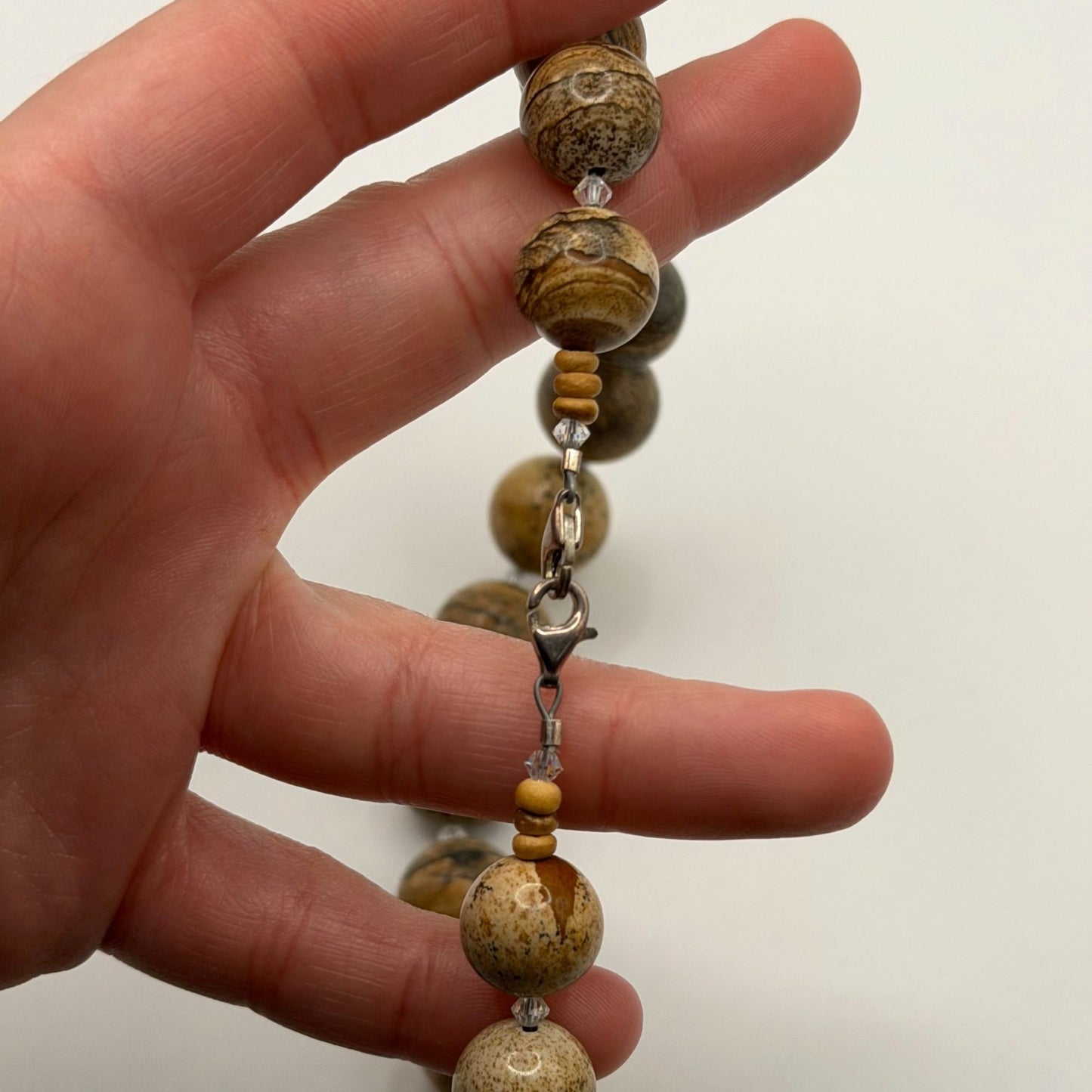 925 Silver Natural Picture Jasper Necklace