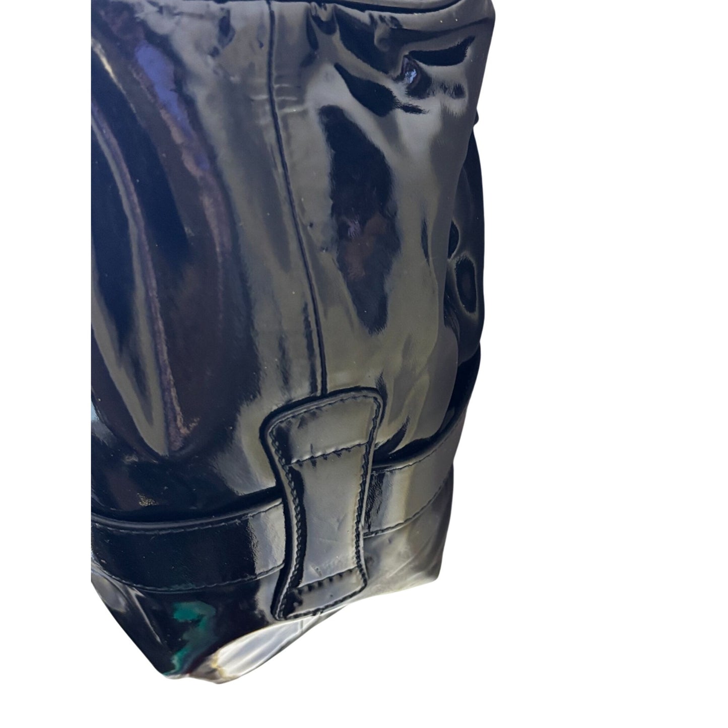 Jimmy Choo Black Patent Leather Bucket Bag With Gold Accents