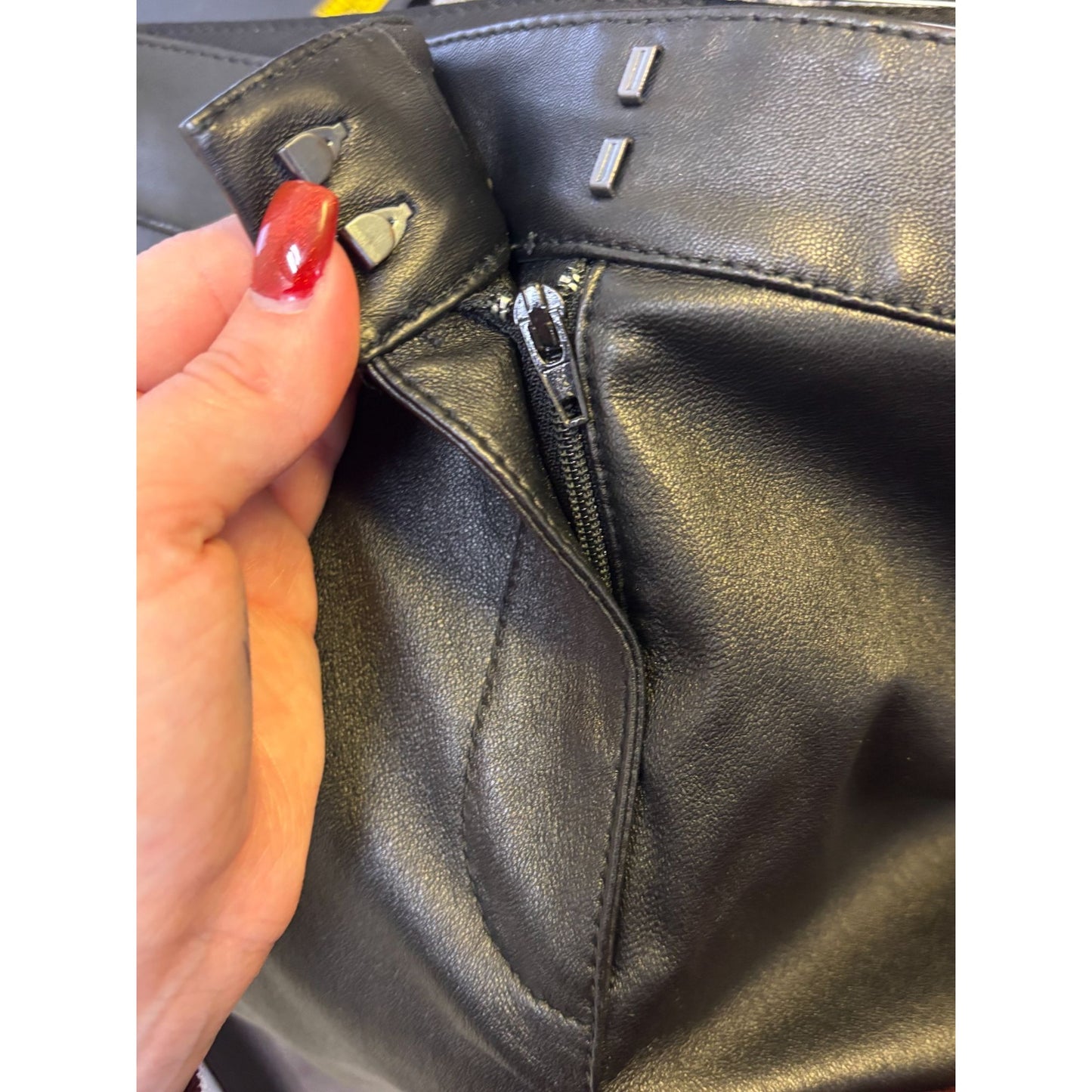 Lafayette 148 New York Black Lambskin Slim-Leg Trousers Size 4