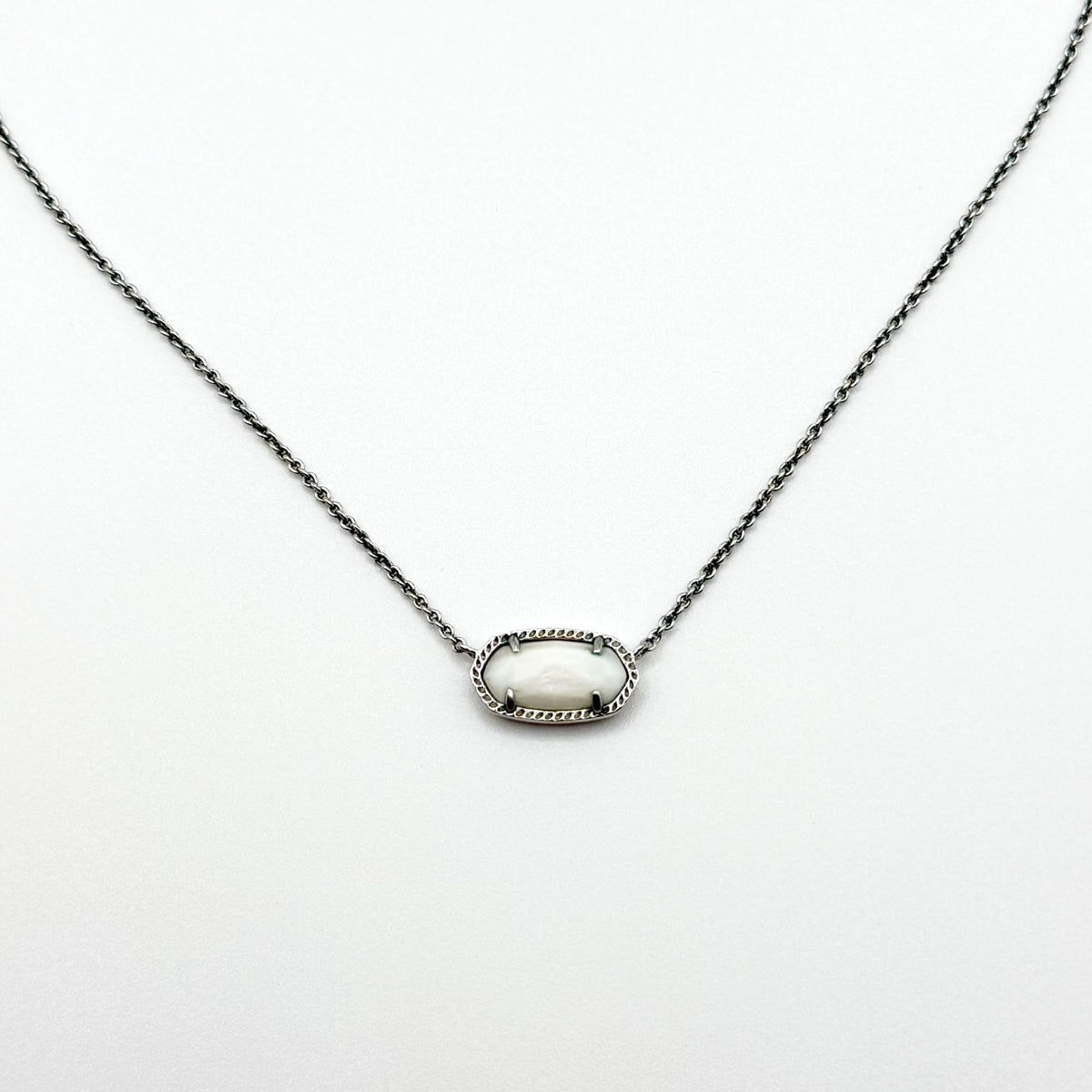 Kendra Scott Elisa Silver-Tone Necklace With White Stone