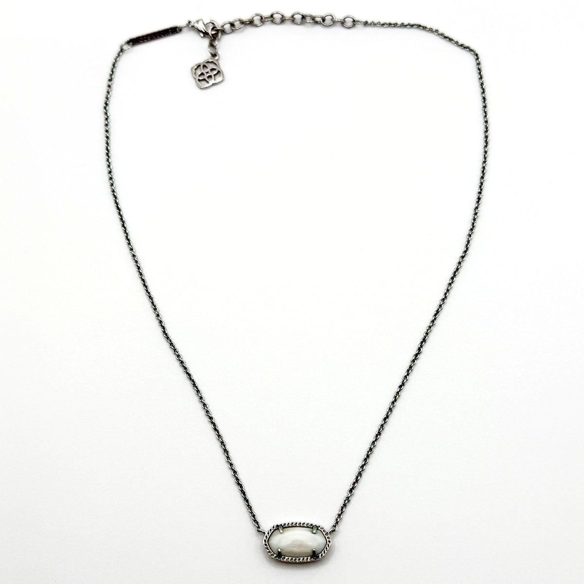 Kendra Scott Elisa Silver-Tone Necklace With White Stone