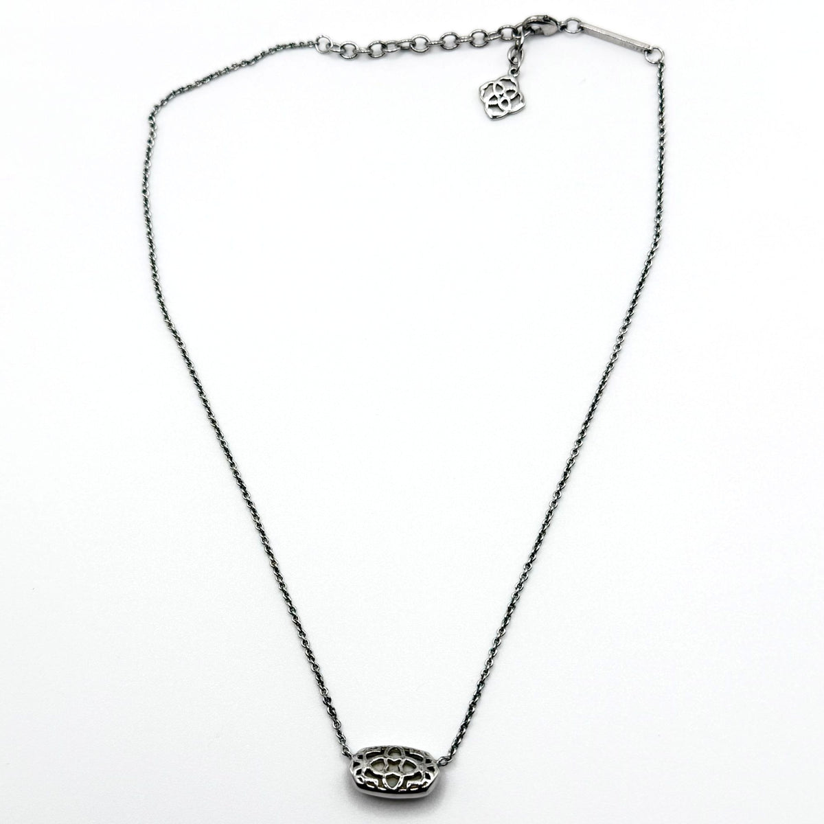 Kendra Scott Elisa Silver-Tone Necklace With White Stone