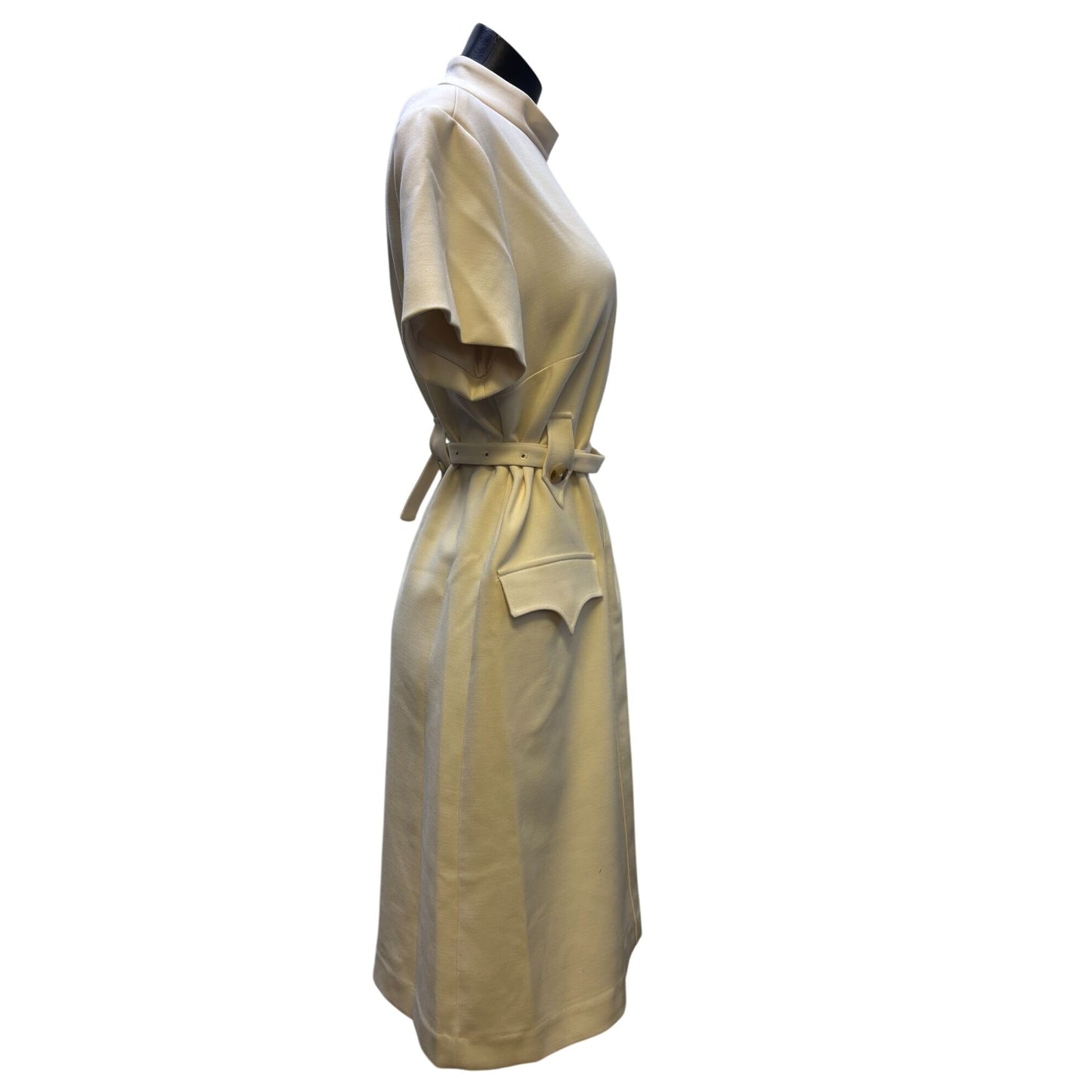 The J. Peterman Company White Belted Winter Dress Size M