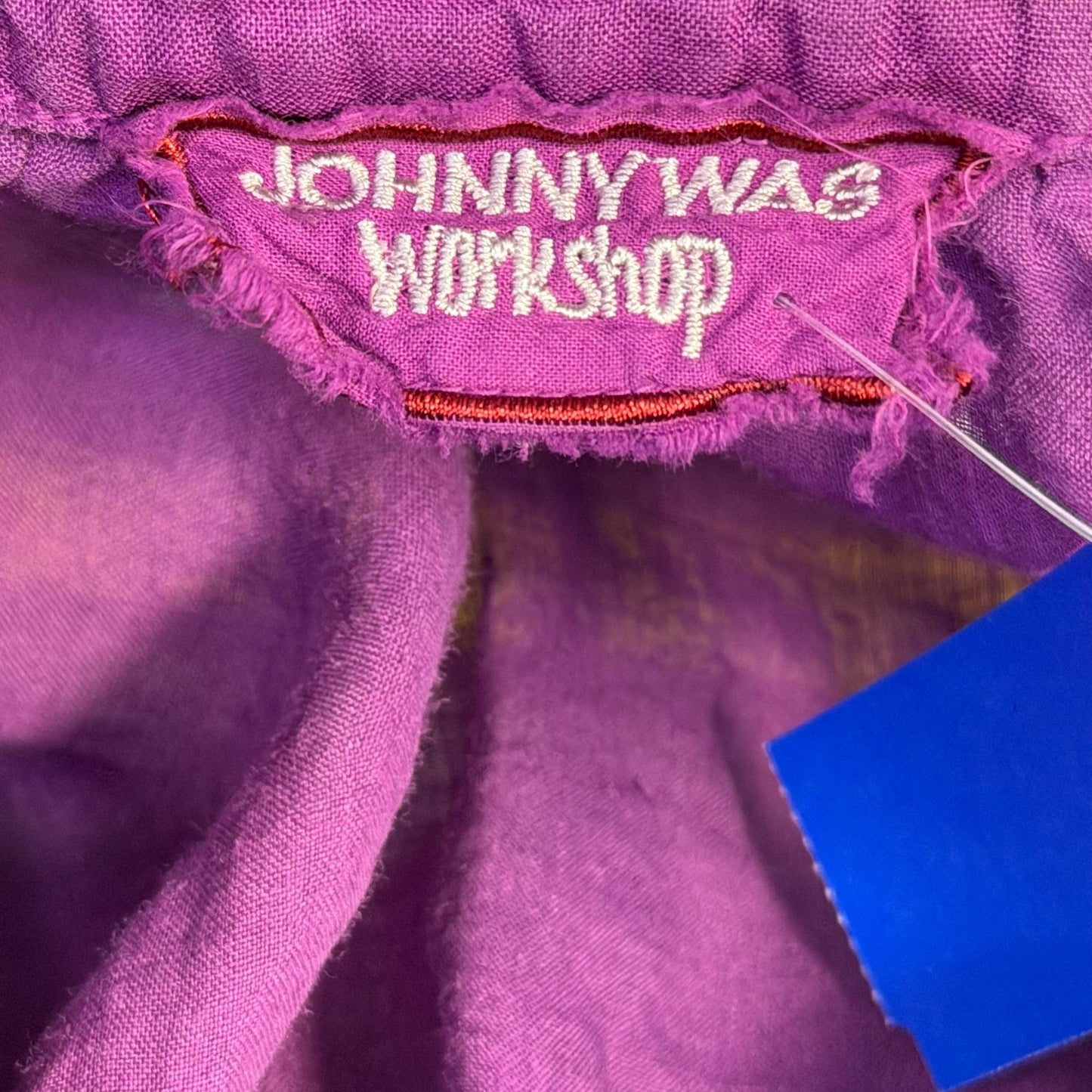 Johnny Was Embroidered Purple Boho Blouse Size L 3/4 Sleeve V-Neck