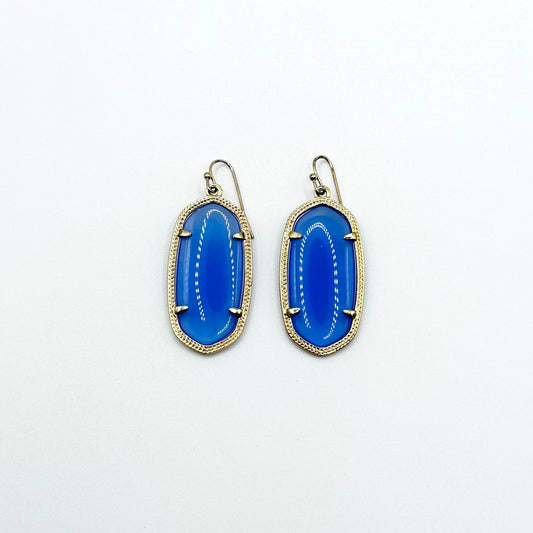 Kendra Scott Elle Earrings Blue Glass Stone Gold-Tone