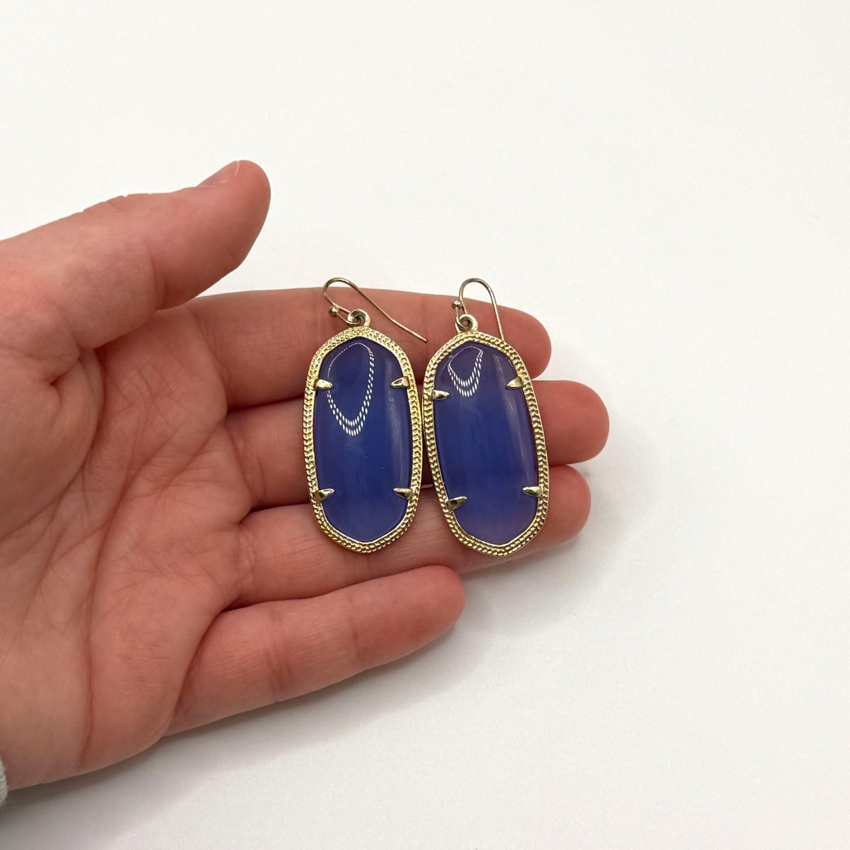 Kendra Scott Elle Earrings Blue Glass Stone Gold-Tone