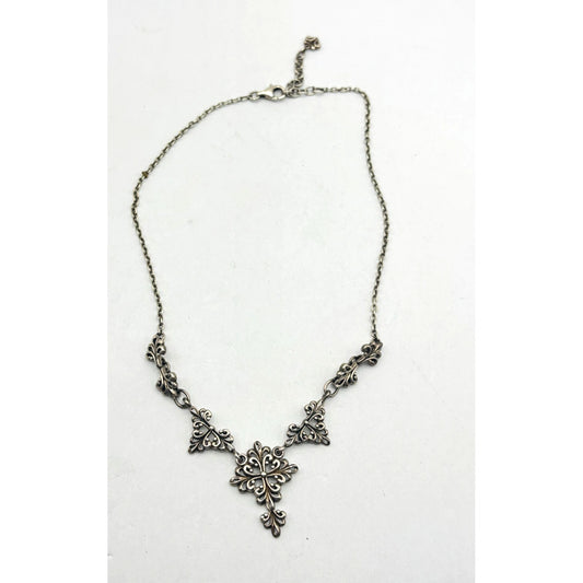Barse Sterling Silver Ornate Floral Necklace 925