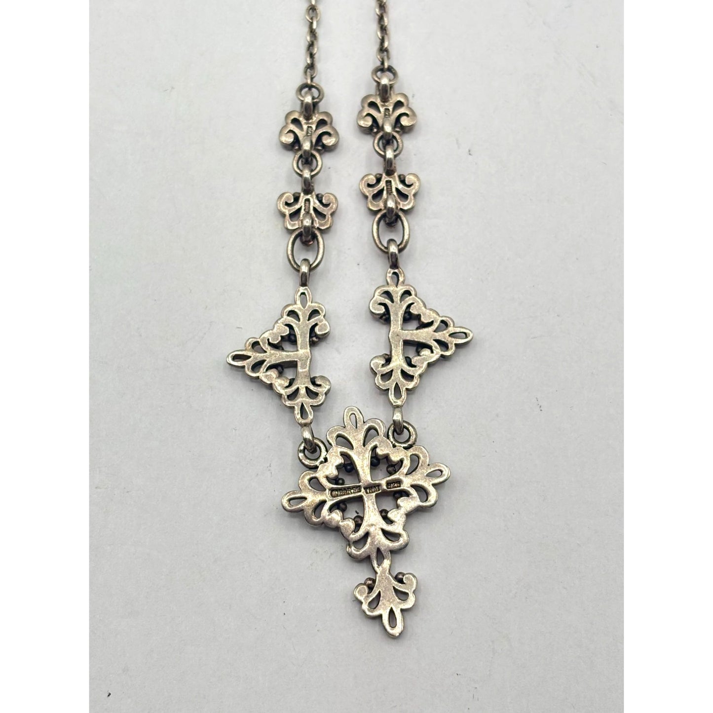 Barse Sterling Silver Ornate Floral Necklace 925