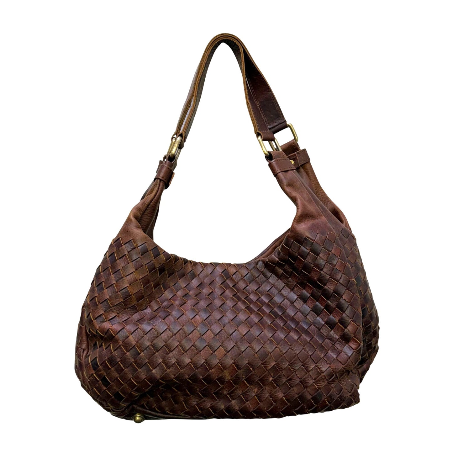 American Darling Brown Leather Woven Hobo Bag