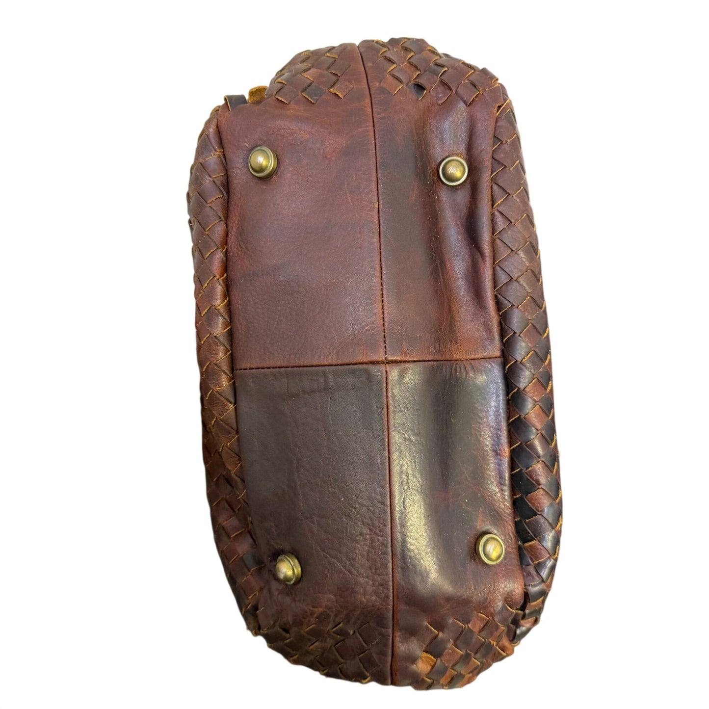 American Darling Brown Leather Woven Hobo Bag