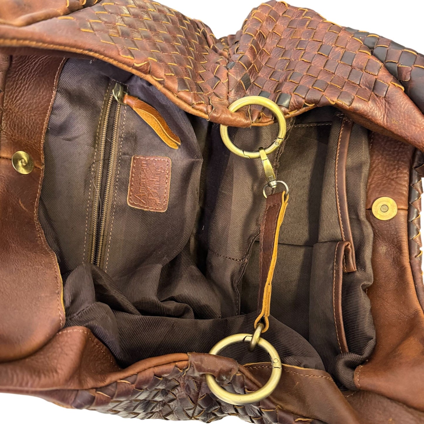 American Darling Brown Leather Woven Hobo Bag