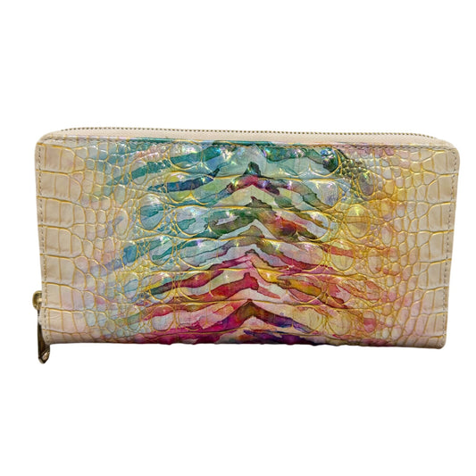 Brahmin Croc-Embossed Leather Travel Wallet In Cream Multi