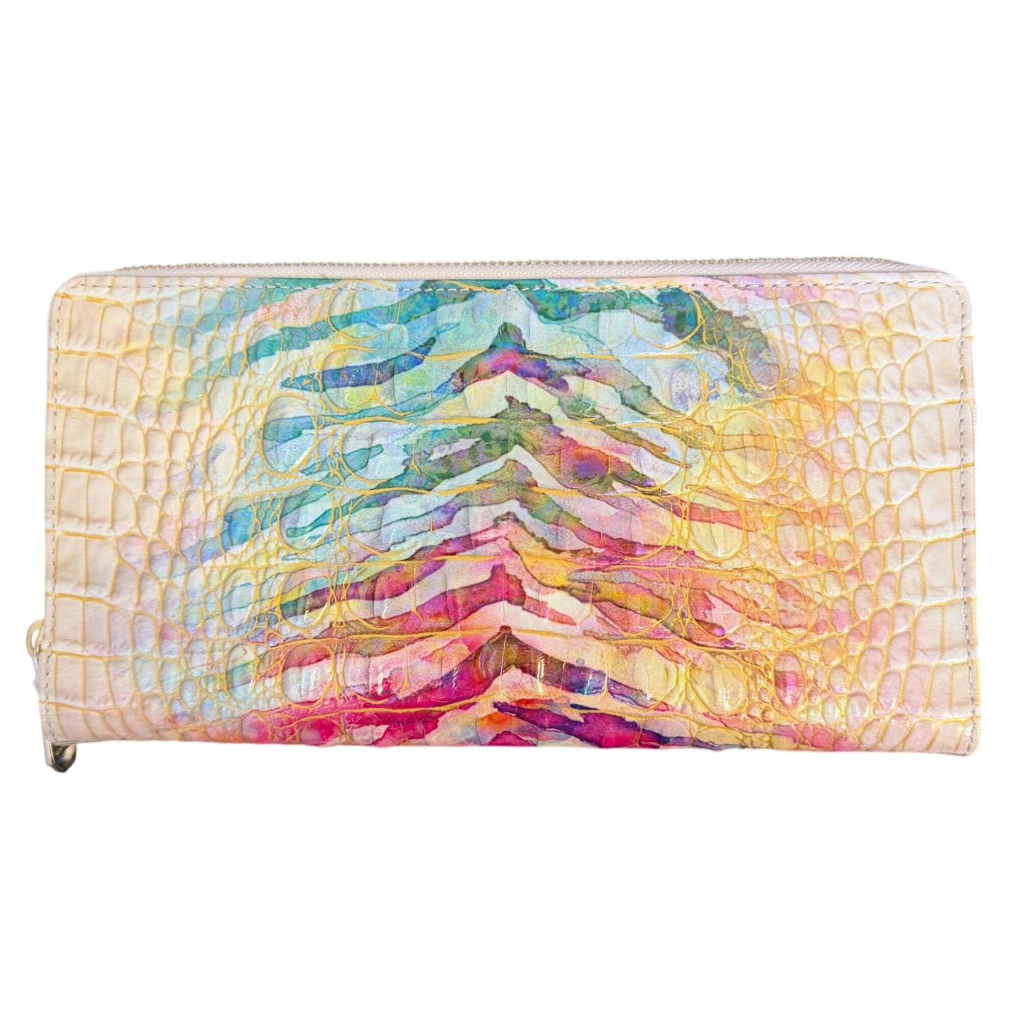Brahmin Croc-Embossed Leather Travel Wallet In Cream Multi