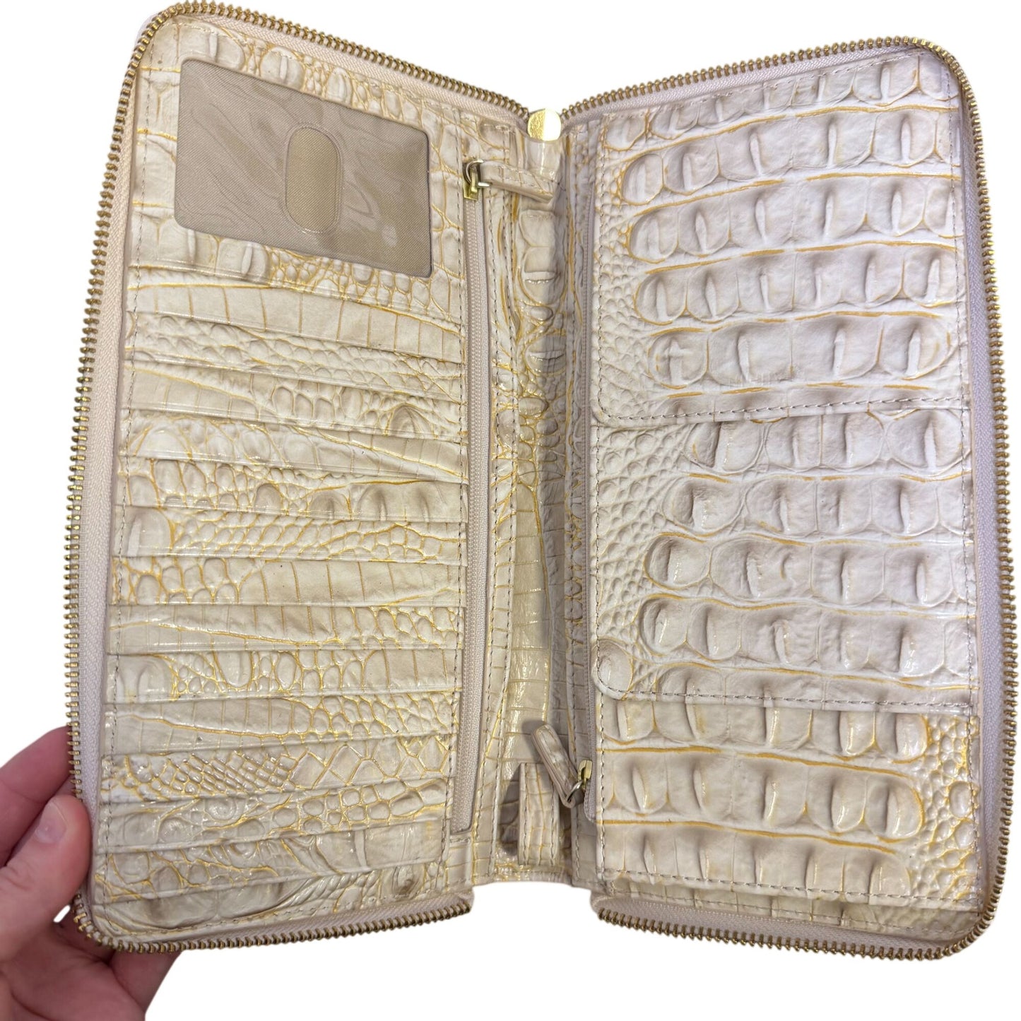 Brahmin Croc-Embossed Leather Travel Wallet In Cream Multi