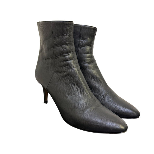 Jimmy Choo Black Leather Ankle Boots With Gold Back Zipper Size 7.5
