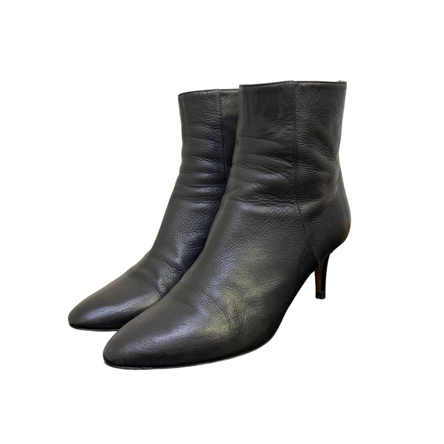 Jimmy Choo Black Leather Ankle Boots With Gold Back Zipper Size 7.5