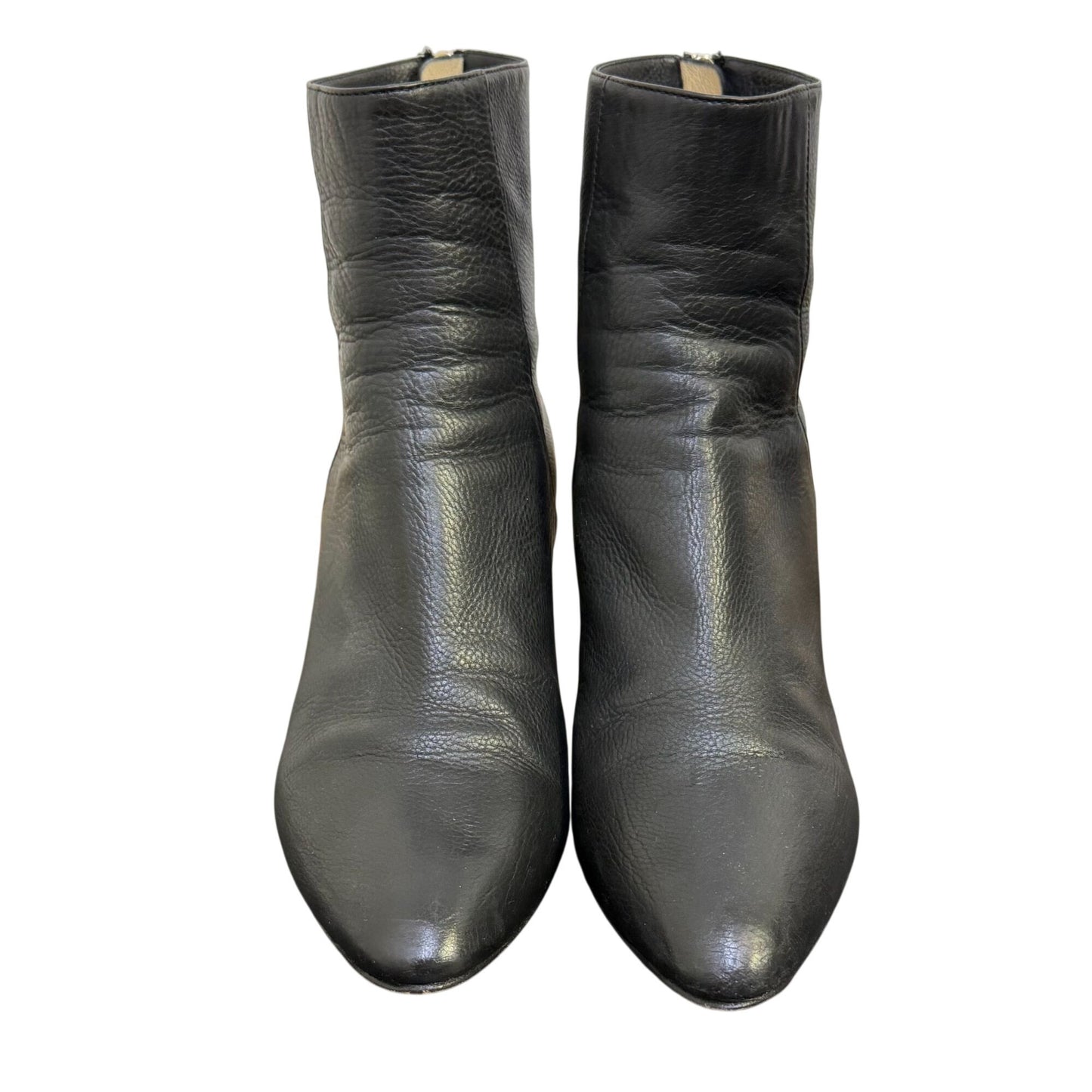 Jimmy Choo Black Leather Ankle Boots With Gold Back Zipper Size 7.5