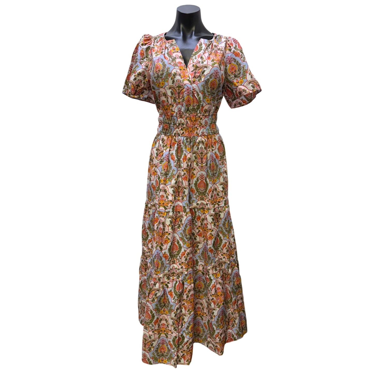 Anthropologie Floral Paisley Cotton Maxi Dress Multi M