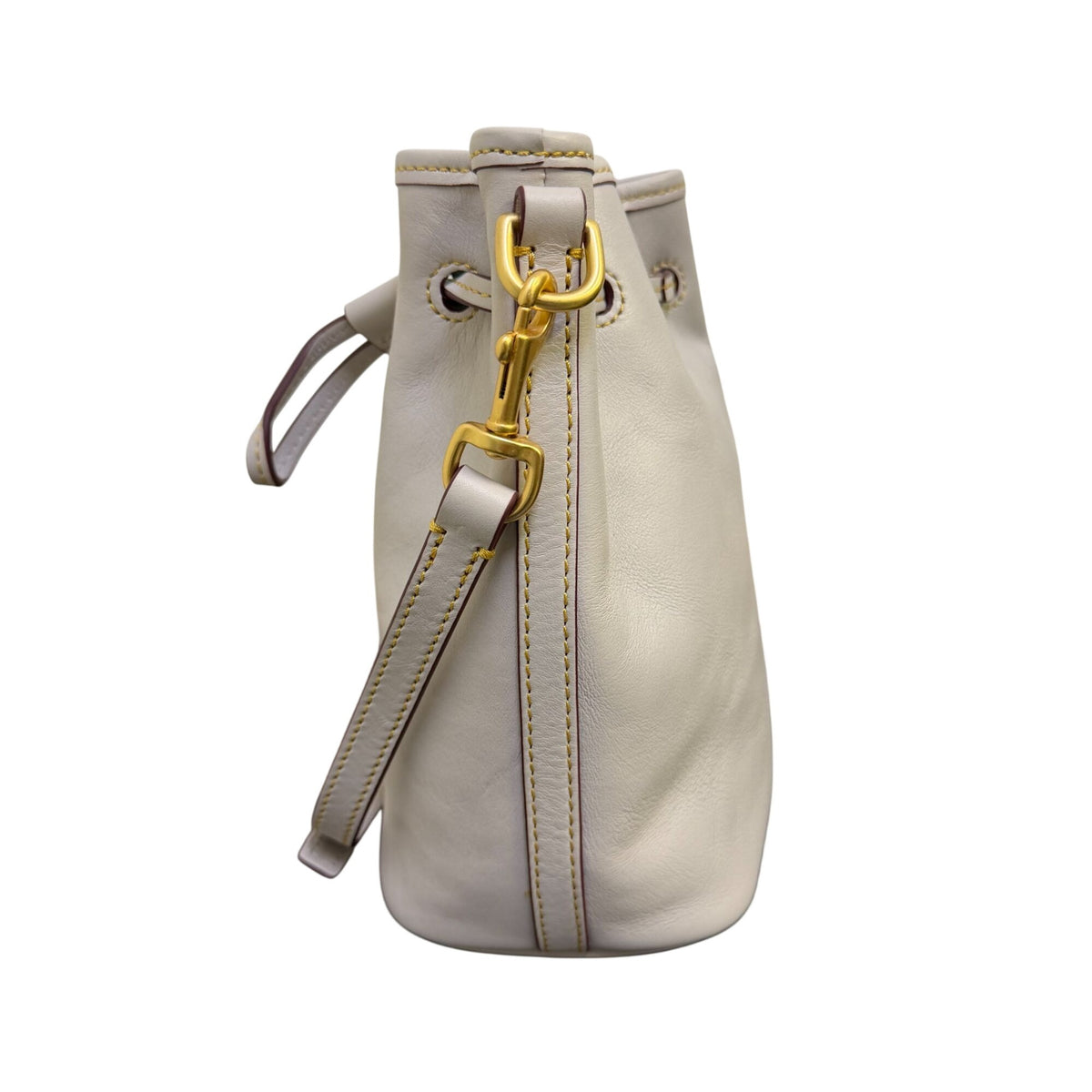 Dooney & Bourke Leather Drawstring Crossbody Bag Cream