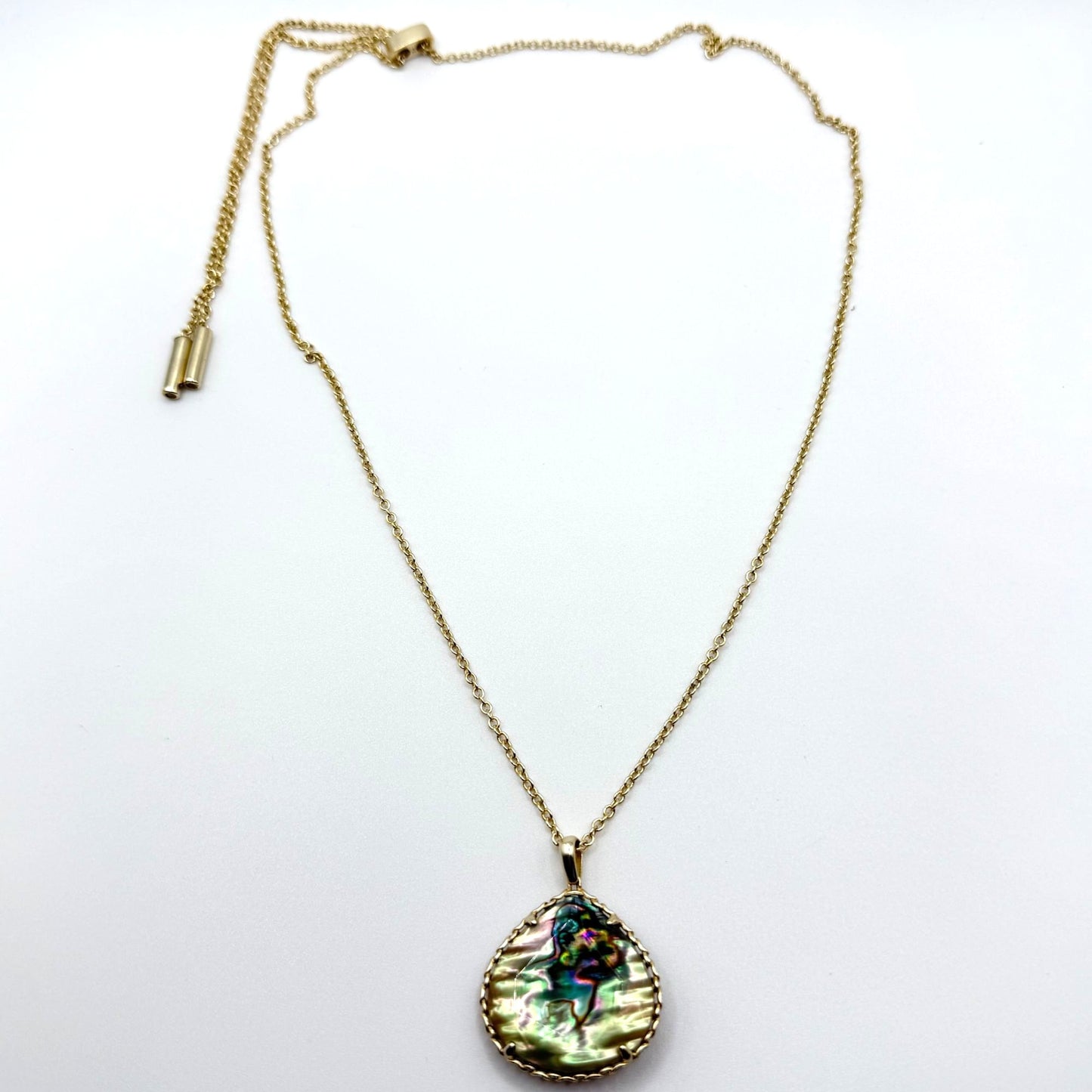 Kendra Scott Abalone Shell Teardrop Pendant Gold Chain