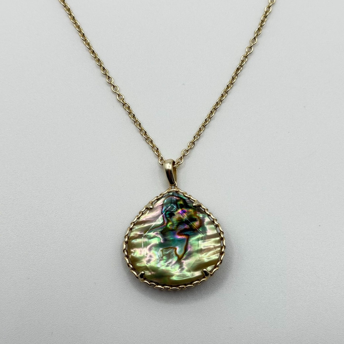 Kendra Scott Abalone Shell Teardrop Pendant Gold Chain