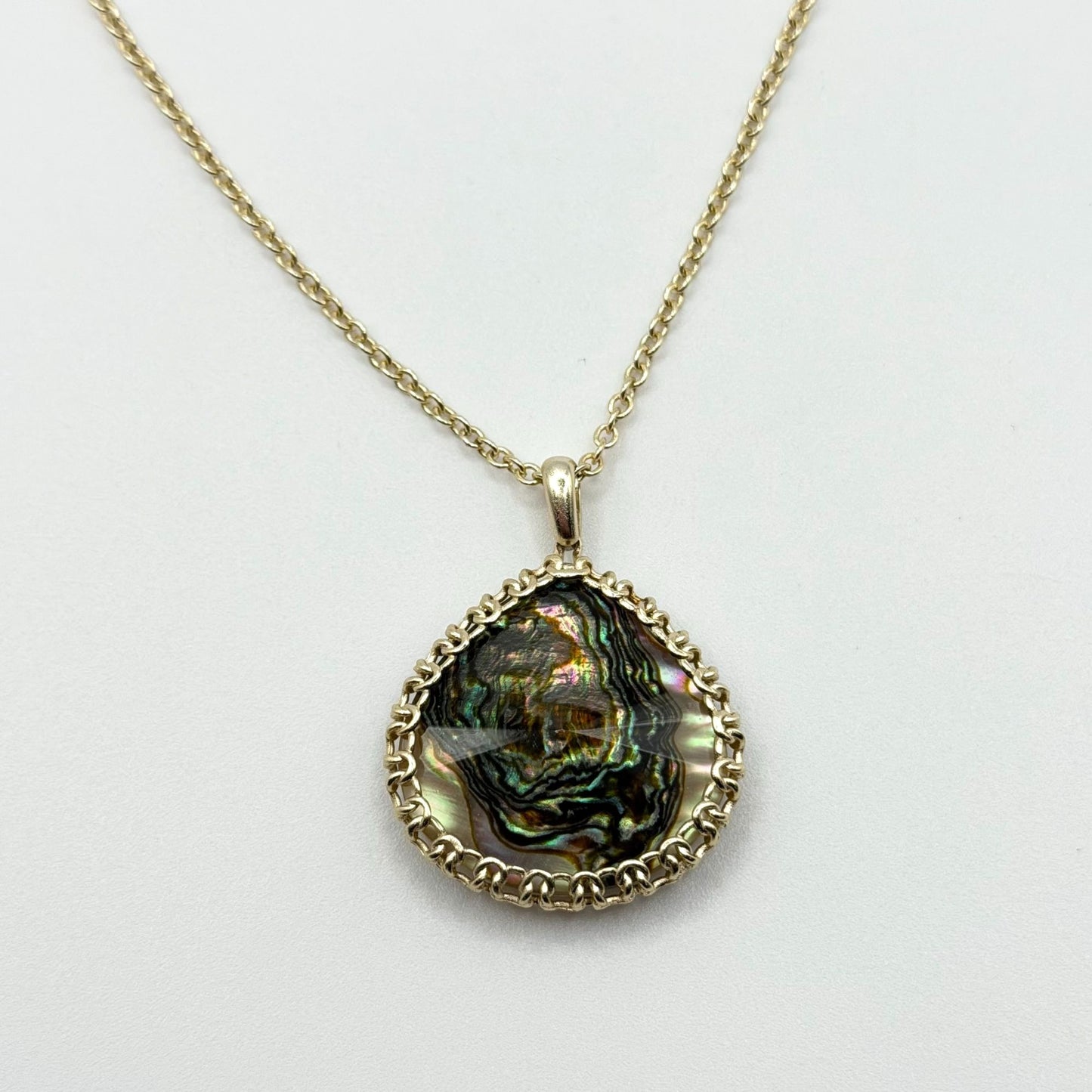 Kendra Scott Abalone Shell Teardrop Pendant Gold Chain