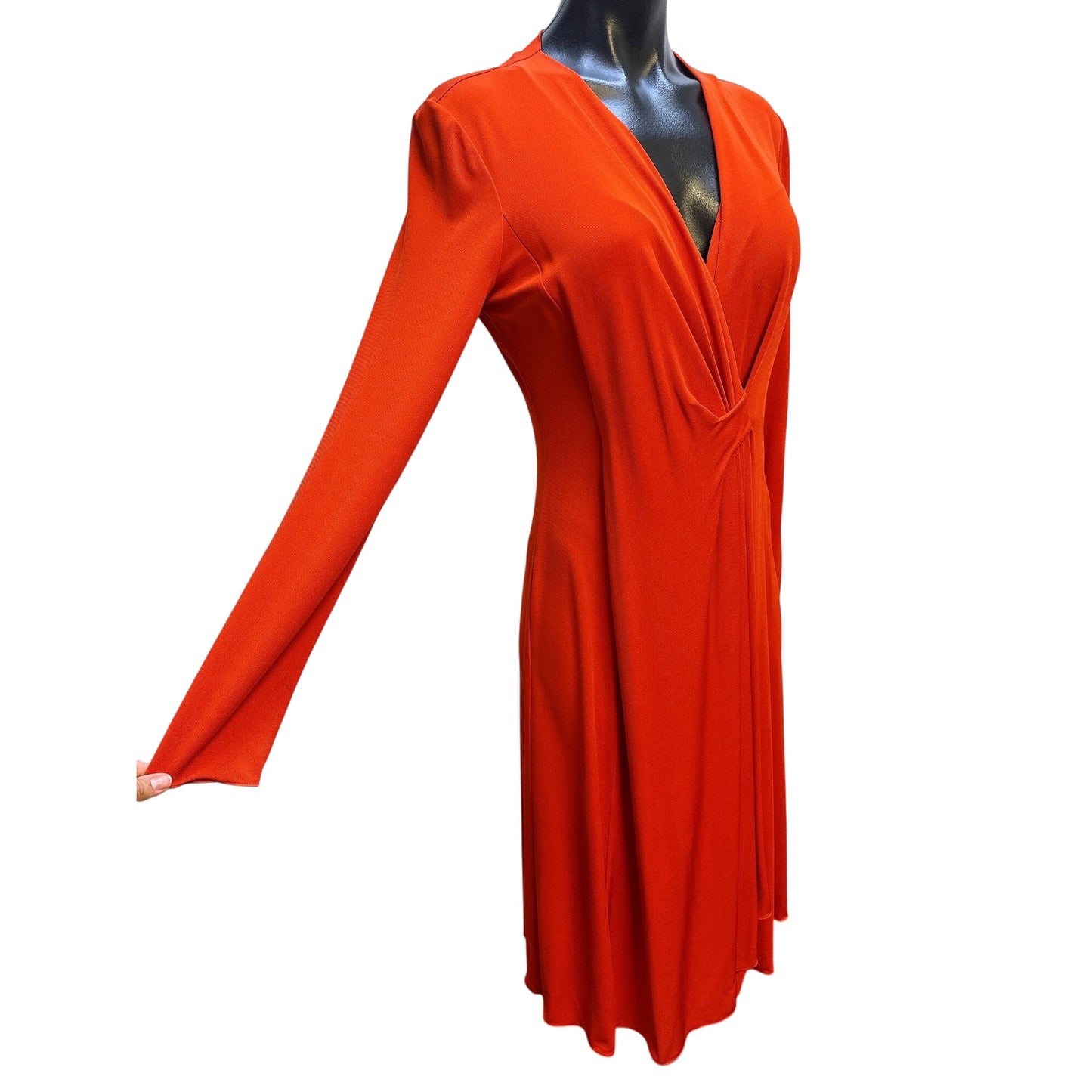 Armani Collezioni Red Long-Sleeve Faux Wrap Dress Size 8