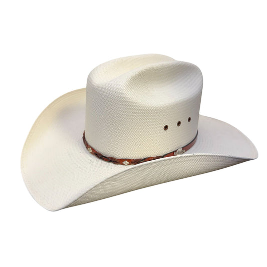 Stetson Western Hat White XS Genuine Shantung Panama Brown Band Size 7