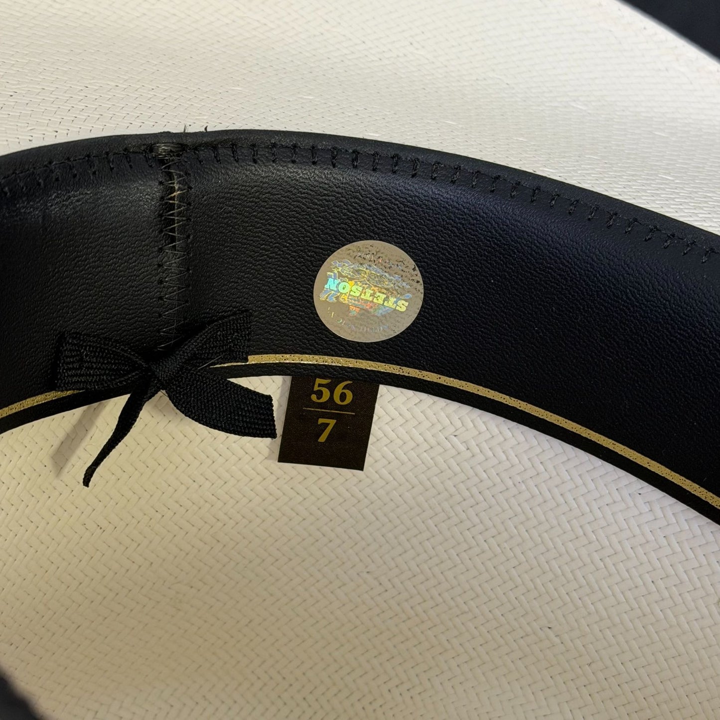 Stetson Western Hat White XS Genuine Shantung Panama Brown Band Size 7