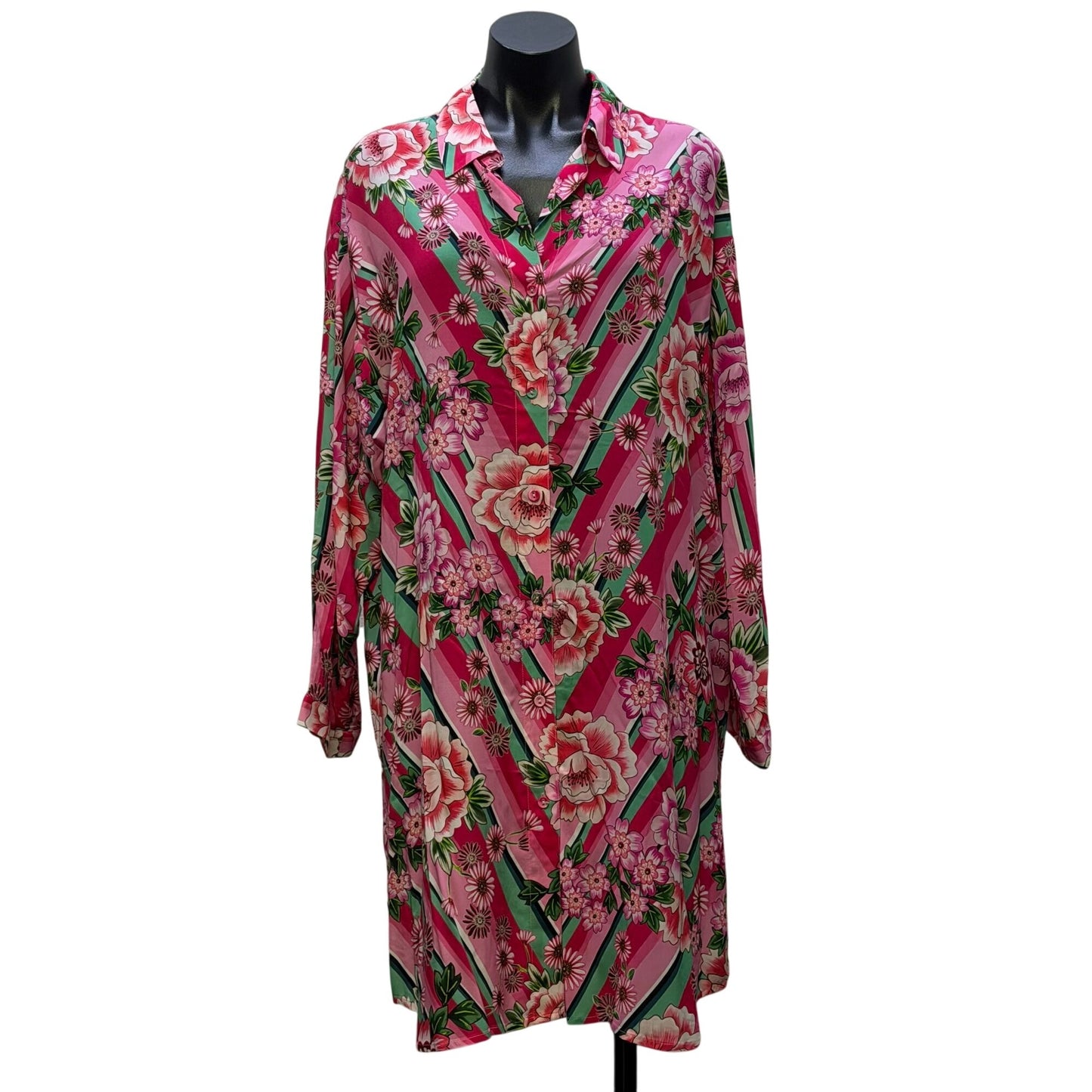 NWT Johnny Was Bocadi Button Down Shirt Blouse Floral Print Multi XL