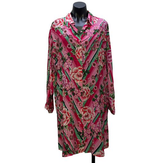 NWT Johnny Was Bocadi Button Down Shirt Blouse Floral Print Multi XL