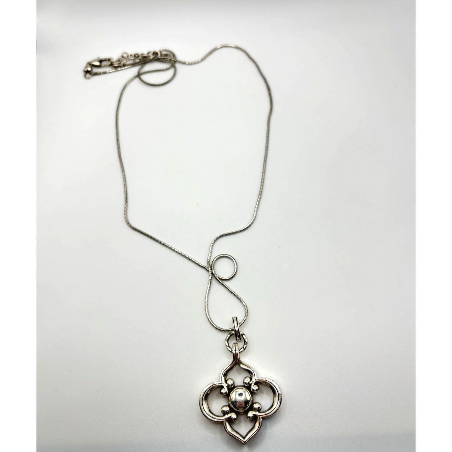 Brighton Toledo Convertible Silver Long Chain Crystal Pendant Necklace