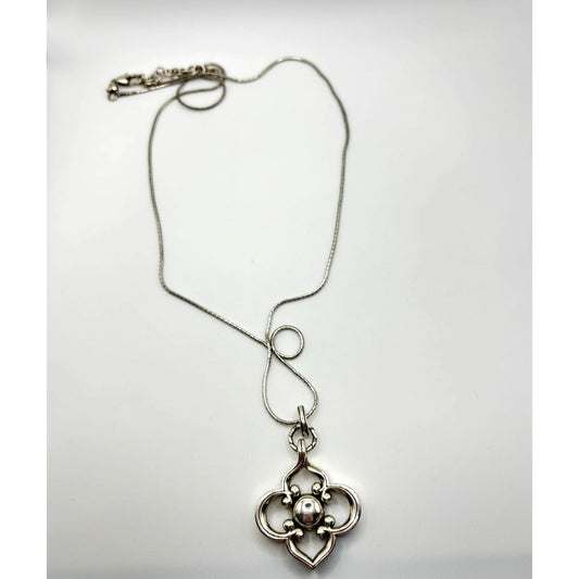 Brighton Toledo Convertible Silver Long Chain Crystal Pendant Necklace