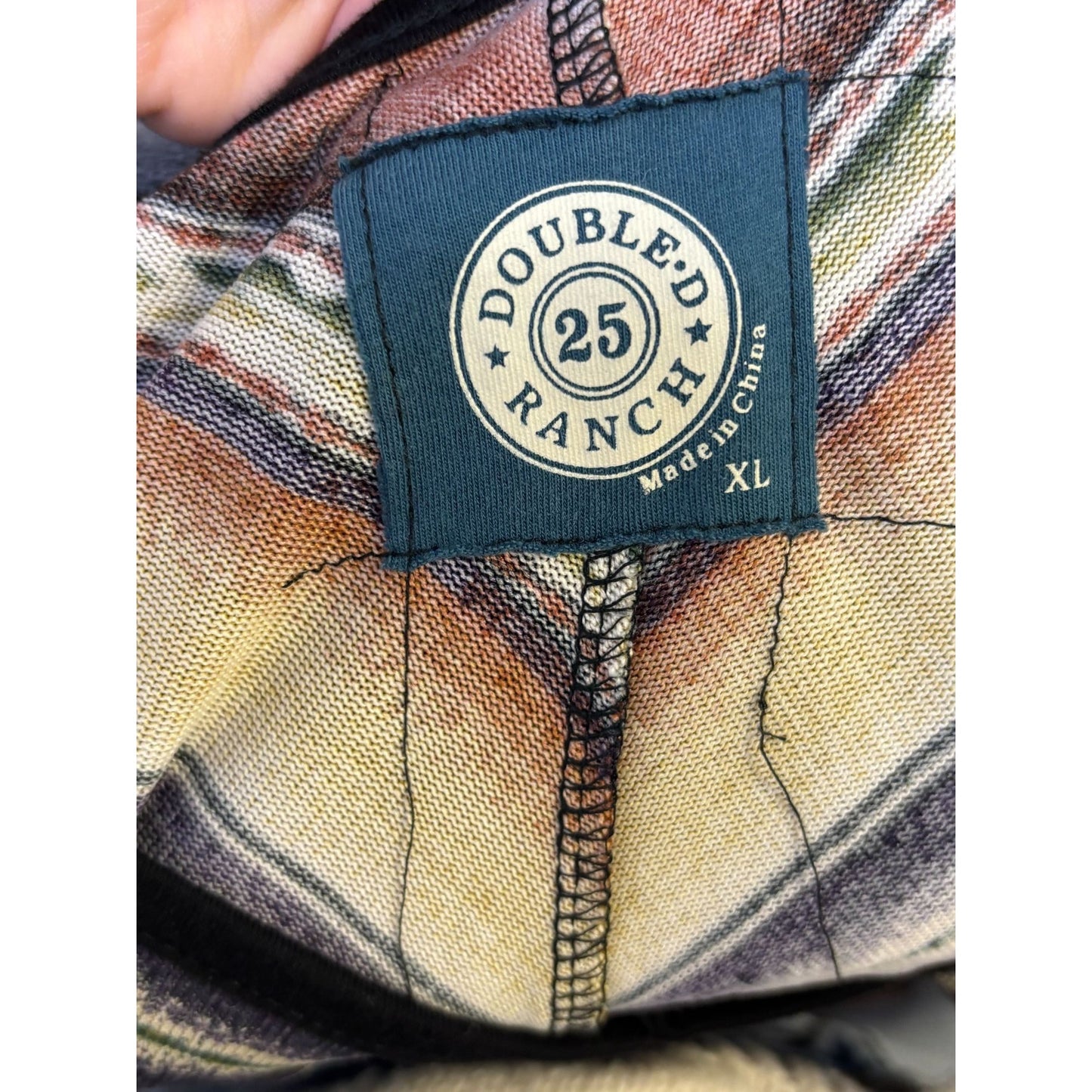 Double D Ranch Striped Poncho With Fringe Teal Yellow Purple XL