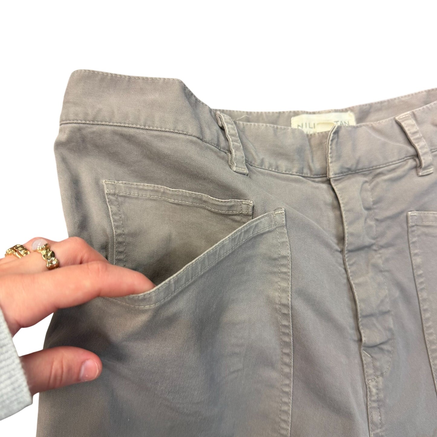 Nili Lotan Gray Cotton-Blend Utility Pants Size 6