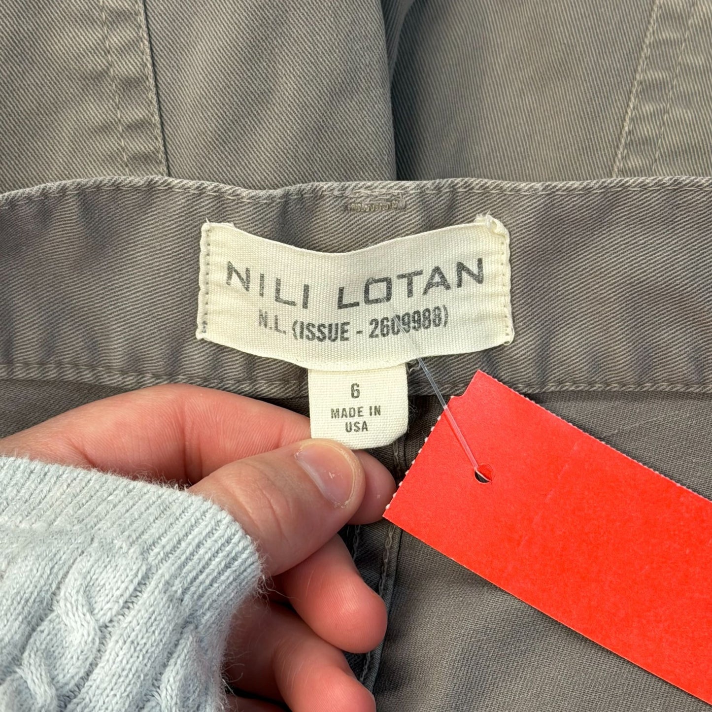 Nili Lotan Gray Cotton-Blend Utility Pants Size 6