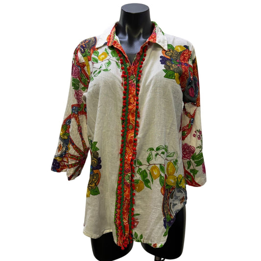 Antica Sartoria By Giacomo Cinque Blouse White Multi-Color Print S