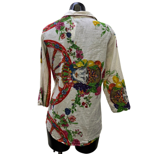 Antica Sartoria By Giacomo Cinque Blouse White Multi-Color Print S