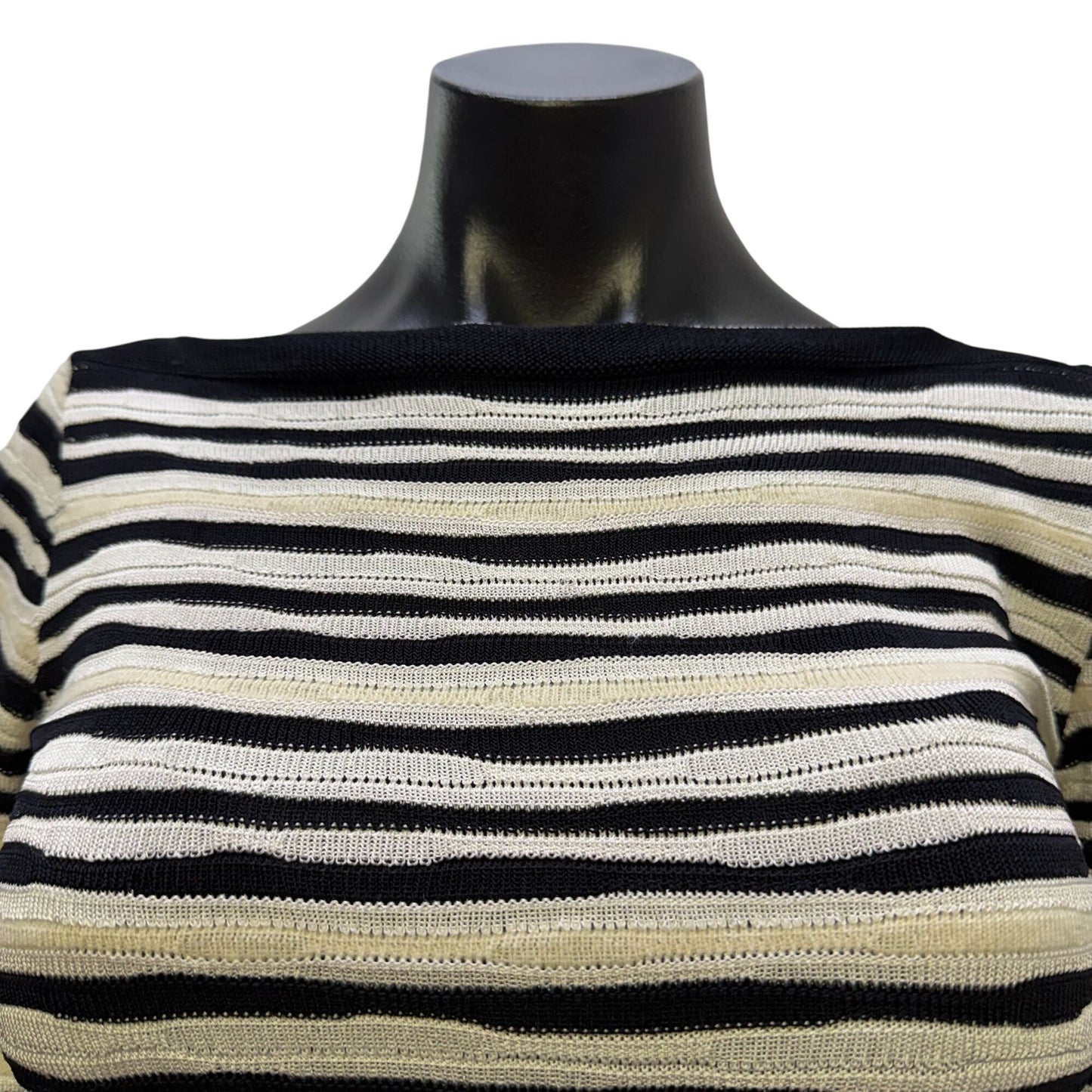Armani Collezioni Black & Cream Striped Long Sleeve Blouse 4